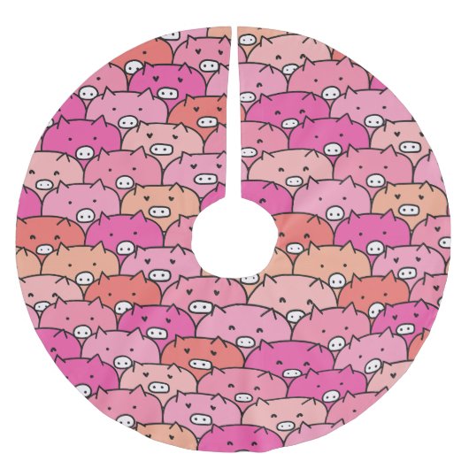 Funny Pig Pattern Polyester Weihnachtsbaumdecke (Vorderseite)