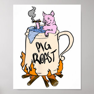 Funny Pig Roast in einem Bier Stein Geschenk Poster