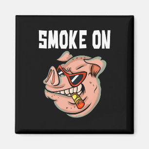 Funny Pig Shirt für Männer Rauchen Fleisch Schwein Magnet
