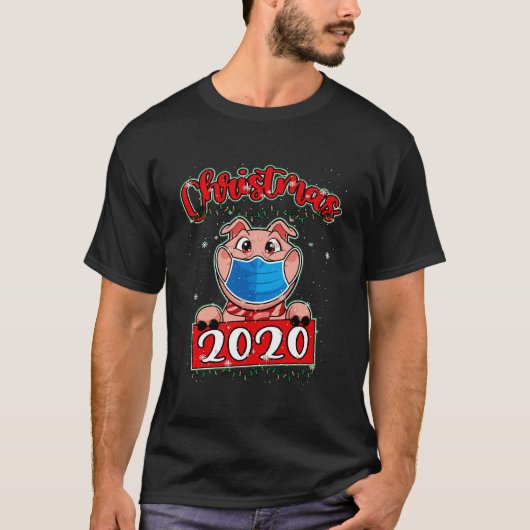 Funny Pig Shirt mit Gesichtsmaske 2020 Weihnachtsq (Vorderseite)
