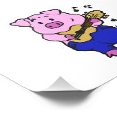 Funny Pig spielt Gitarre | Hintergrundfarbe auswäh Fotodruck (Ecke)