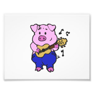 Funny Pig spielt Gitarre   Hintergrundfarbe auswäh Fotodruck