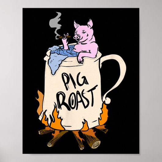 Funny Pig Spit Roast Grillen Party Grill Master Ge Poster (Vorne)