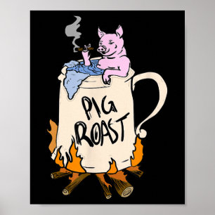 Funny Pig Spit Roast Grillen Party Grill Master Ge Poster