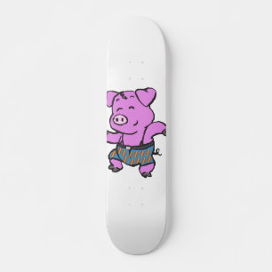 Funny Pig tanzen Cartoon  Hintergrundfarbe auswäh Skateboard