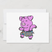 Funny Pig tanzen Cartoon| Hintergrundfarbe auswähl Einladung (Rückseite)