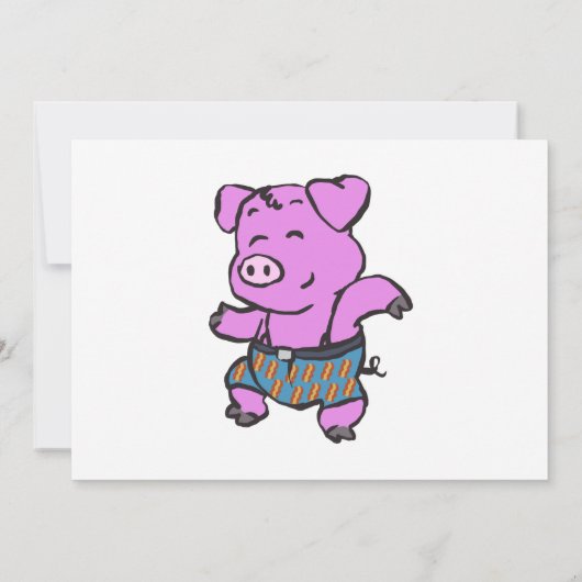 Funny Pig tanzen Cartoon| Hintergrundfarbe auswähl Einladung (Rückseite)