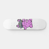 Funny Pig tanzend Cartoon | Hintergrundfarbe auswä Skateboard (Horizontal)