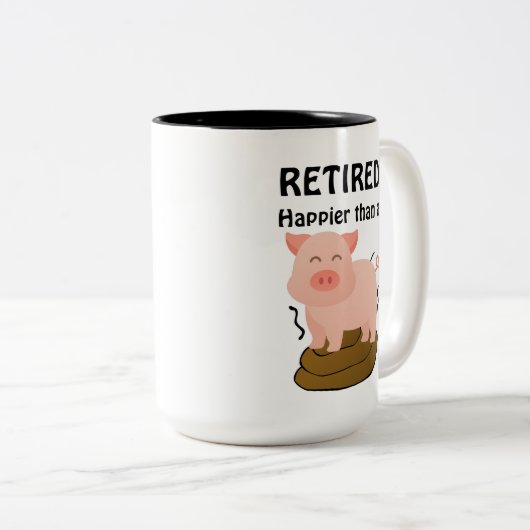 Funny Pig Thema Pension Spaß Happier als ein.. Zweifarbige Tasse (VorderseiteRechts)