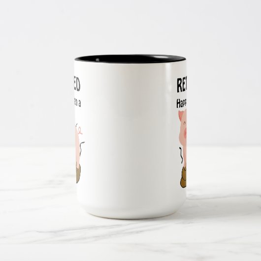 Funny Pig Thema Pension Spaß Happier als ein.. Zweifarbige Tasse (Mittel)