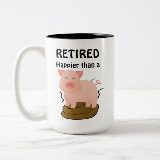 Funny Pig Thema Pension Spaß Happier als ein.. Zweifarbige Tasse (Links)