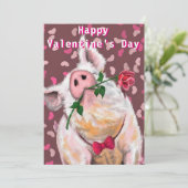 Funny Pig Valentine's Day Card (Stehend Vorderseite)