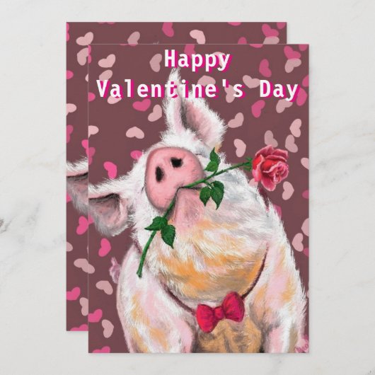 Funny Pig Valentine's Day Card (Vorne/Hinten)