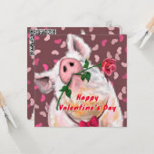 Funny Pig Valentine's Day Card Dein QR Code wünsch Karte (Vorderseite/Rückseite Beispiel)