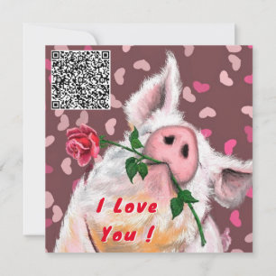 Funny Pig Valentine's Day Card Dein QR Code wünsch Karte
