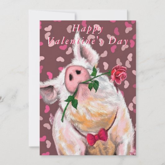 Funny Pig Valentine's Day Card Gentleman Piggy (Vorderseite)