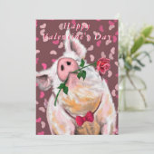 Funny Pig Valentine's Day Card Gentleman Piggy (Stehend Vorderseite)