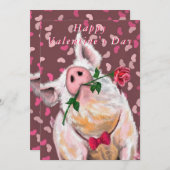 Funny Pig Valentine's Day Card Gentleman Piggy (Vorne/Hinten)