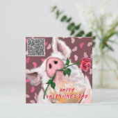 Funny Pig Valentine's Day Card mit QR Code Karte (Stehend Vorderseite)