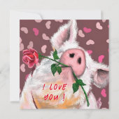 Funny Pig Valentine's Day Card mit QR Code Karte (Rückseite)