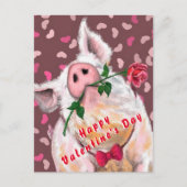 Funny Pig Valentine's Day Card Postkarte (Vorderseite)