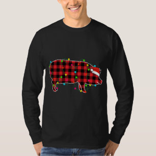 Funny Pig Weihnachtsbaum Rote Karierte Weihnachtst T-Shirt