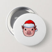 Funny Pig Weihnachtsmannmütze Piggie Weihnachtsges Button (Vorne & Hinten)