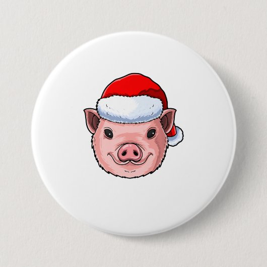 Funny Pig Weihnachtsmannmütze Piggie Weihnachtsges Button (Vorderseite)
