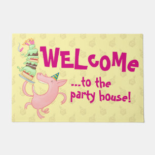 Funny Pig Willkommen im Party House Cake Cartoon Fußmatte