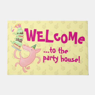 Funny Pig Willkommen im Party House Cake Cartoon Fußmatte