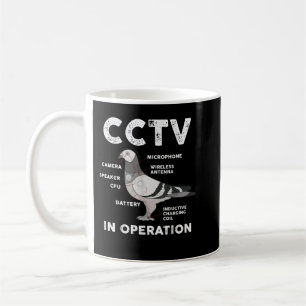 Funny Pigeon Anatomy Birds Flies and Spies CCTV In Kaffeetasse