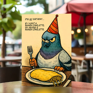 Funny Pigeon Birthday Bird Ramen Omelet Spaß Karte