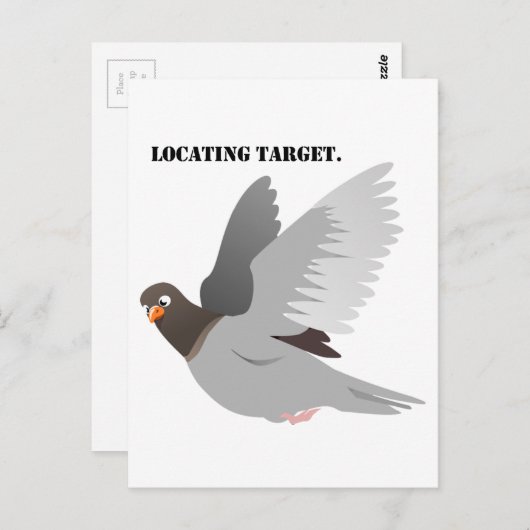 Funny Pigeon Cartoon, "Locating Target" Bird Spaß Postkarte (Vorne/Hinten)