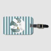 Funny Pigeon Grüße mit blauen Streifen Gepäckanhänger (Vorderseite (Horizontal))