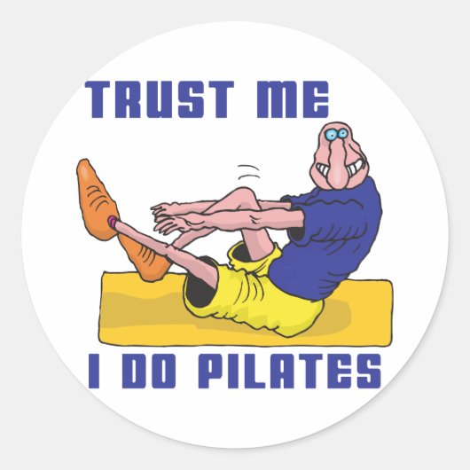 Funny Pilates Runder Aufkleber (Vorderseite)