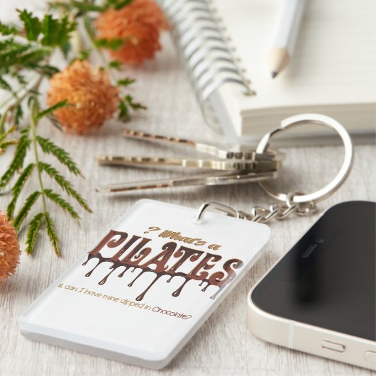 Funny Pilates tauchte in Schokolade Schlüsselanhänger (Vorderseite rechts)