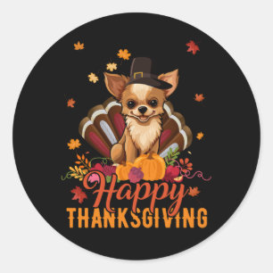 Funny Pilgrim Chihuahua Dog Türkei Happy Thanksgiv Runder Aufkleber