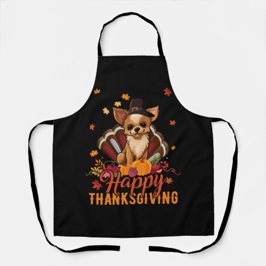 Funny Pilgrim Chihuahua Dog Türkei Happy Thanksgiv Schürze (Vorderseite)