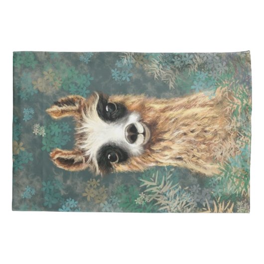 Funny Pillow Case mit dem Neugierigen Baby Llama Kissenbezug (Rückseite)