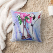 Funny Pillow mit Pink Flamingo Skier Kissen (Decke)