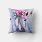 Funny Pillow mit Pink Flamingo Skier Kissen (Rückseite)