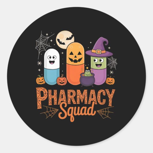 Funny Pills Pharmacy Pharmacist Squad Niedlich Hal Runder Aufkleber (Vorderseite)