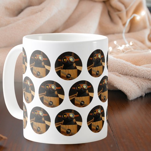 Funny Pilot Black cat in airplane box Personalized Kaffeetasse