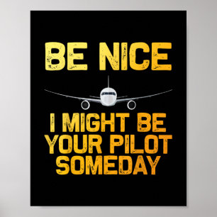 Funny Pilot Design Frauen Luftfahrzeug Poster