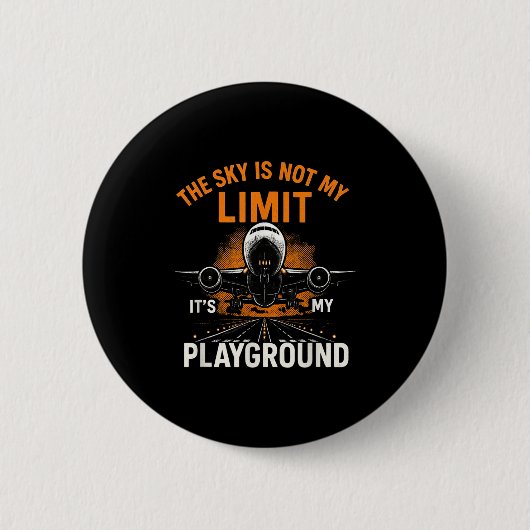 Funny Pilot Flight Flight Flugzeug Pilot Sky Nicht Button (Vorderseite)