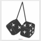 Funny Pilot Flugzeuge Fluffy Fuzzy Dice Aufkleber (Blatt)