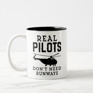 Funny Pilot Geschenk, echter Pilot braucht keine S Zweifarbige Tasse