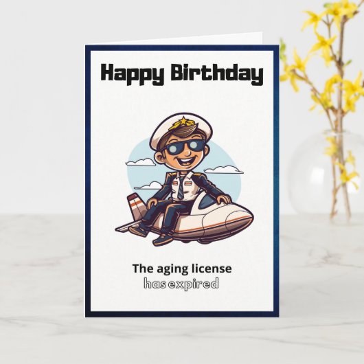 Funny Pilot Happy Geburtstag Gruß Karte (Gelbe Blume)