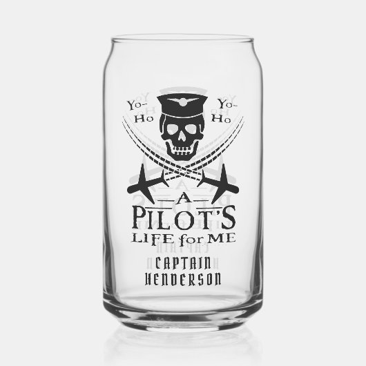 Funny Pilot Skull Airplanes Pirate Spaß | Benutzer Dosenglas (Vorderseite)