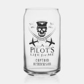 Funny Pilot Skull Airplanes Pirate Spaß | Benutzer Dosenglas (Rückseite)